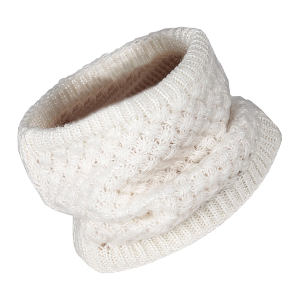 Unisex Warm Knit Neck Circle Scarf Chunky Thick Circle Loop Scarf (White)