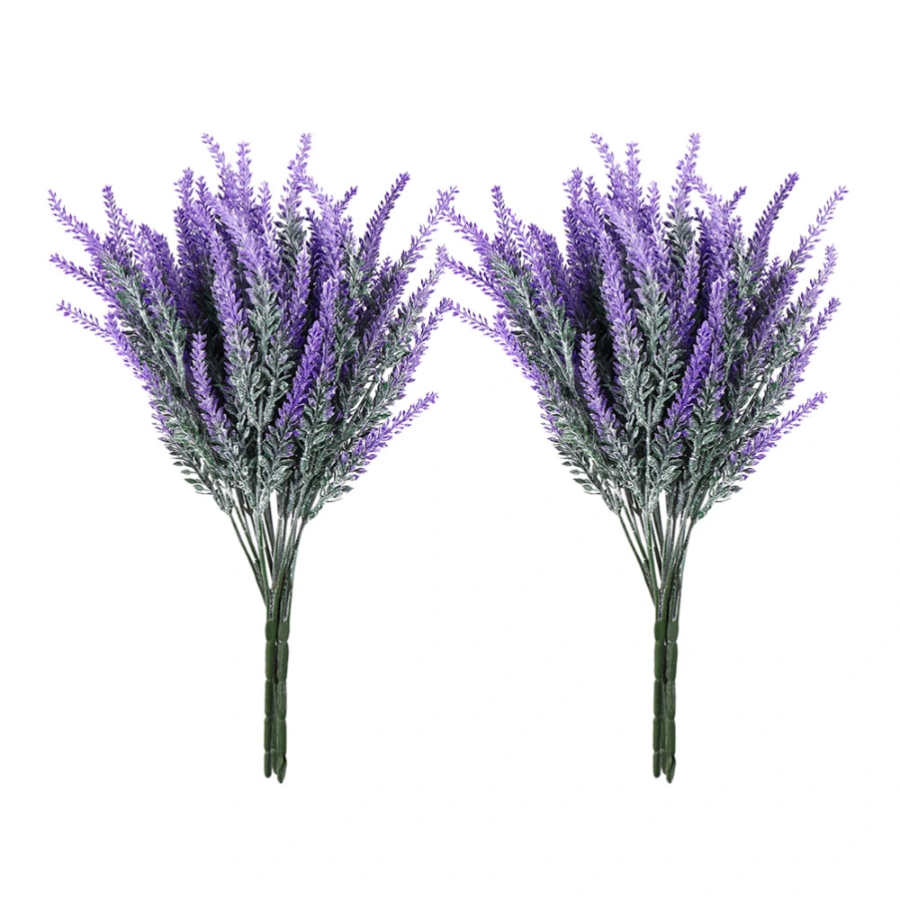 6pcs Artificial Flocked Lavender Bouquet Bridal Purple Flower for Wedding