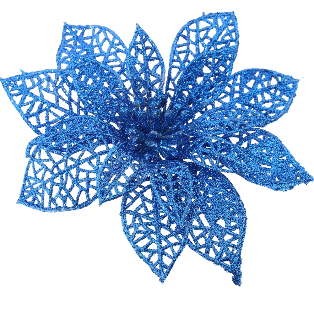 Simulated Christmas Artificial Flowers Plastic Decorative Flowers for Christmas Day (Royal Blue)