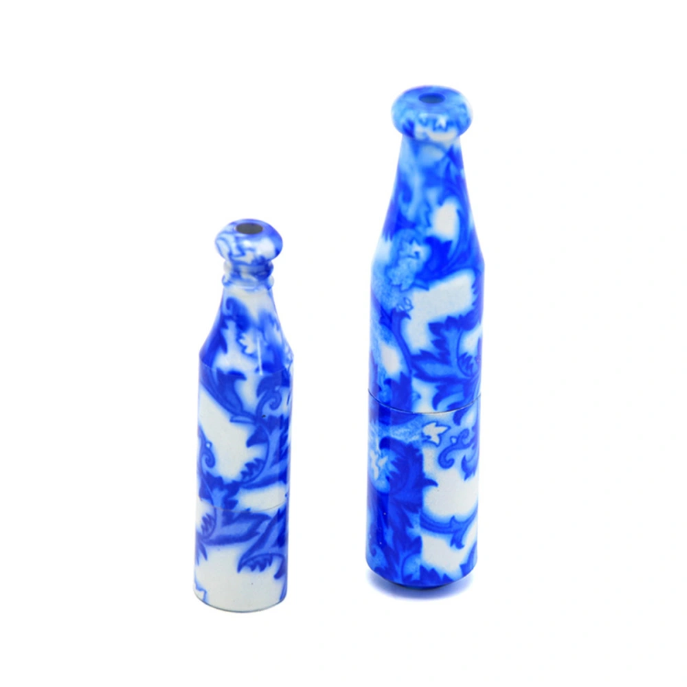 Ceramic Snuff Dispenser Portable Blue and White Porcelain Nasal Sniffer - 60x14mm