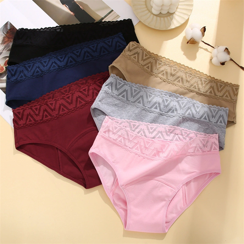 High Waist Cotton High Elastic Women's Briefs Leak-proof Menstrual Period Panties