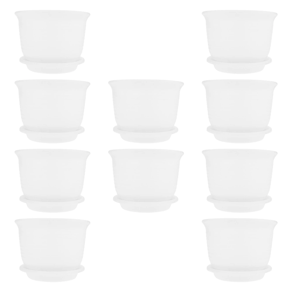 10 Sets of Plastic Flowerpots Household Garden Pot Flower Pot with Base