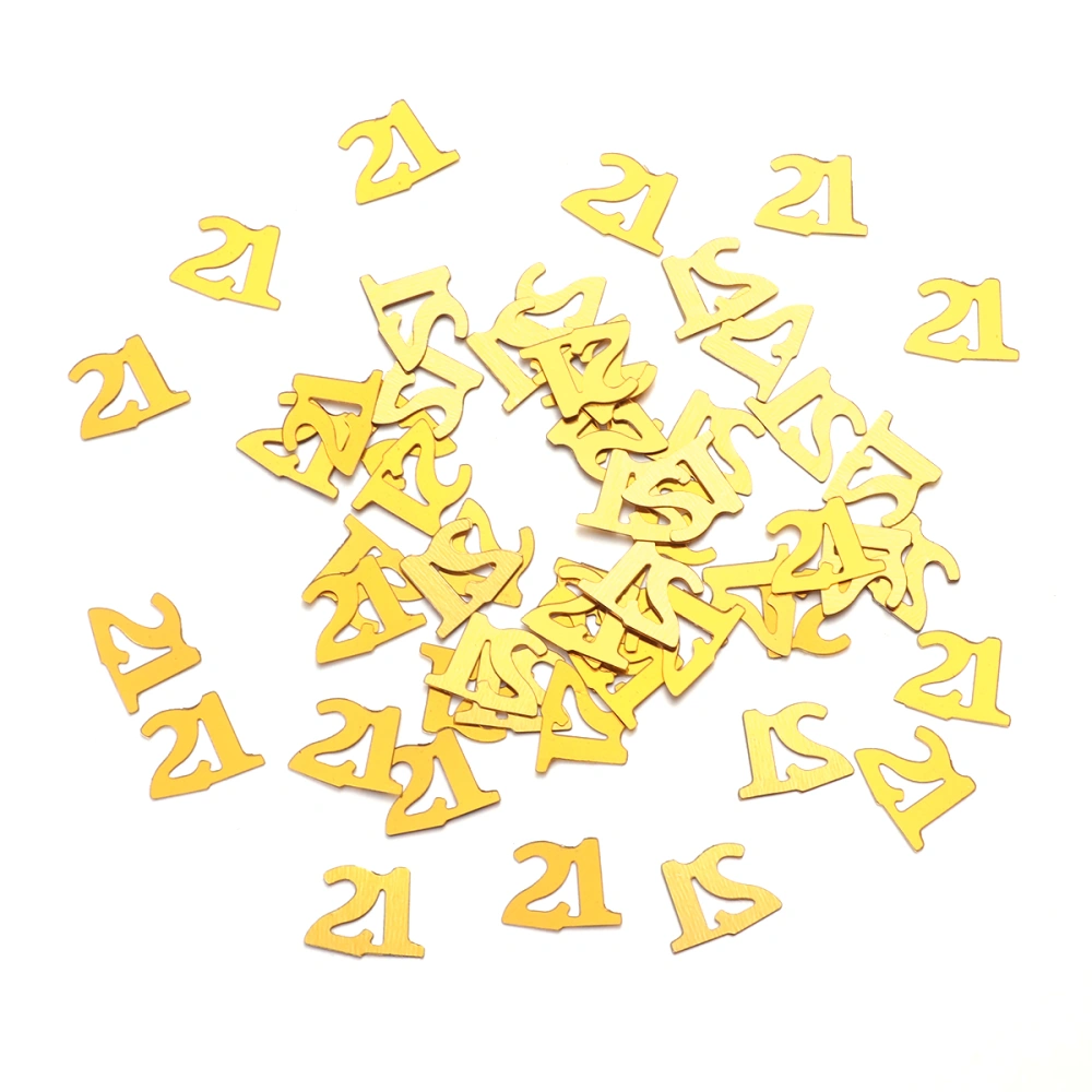 1200pcs Number Sequins Confetti Party Supplies Table Confetti Decoration for Birthday Anniversary (Number 21, Golden)