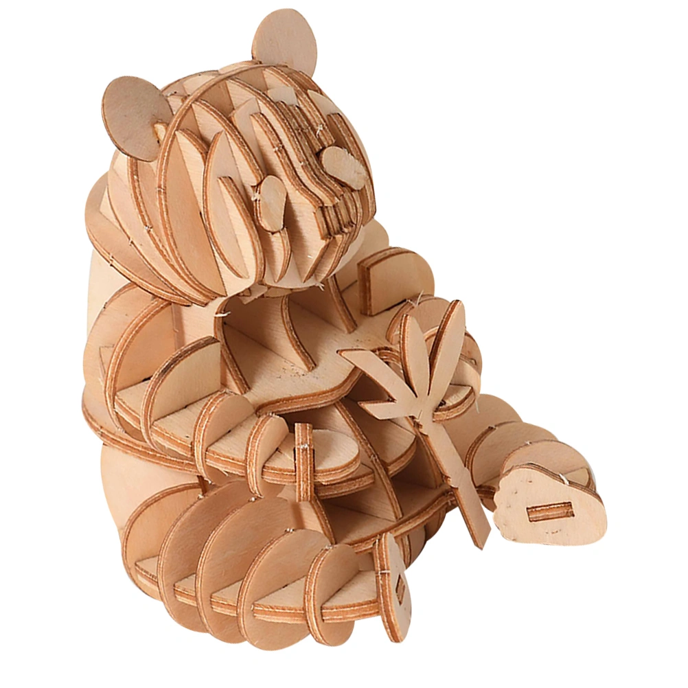 Wooden Puzzle Plaything 3D Puzzle Toy DIY Handmade Craft Puzzle Jigsaw Puzzle Model for Kids Children (Panda Pattern)