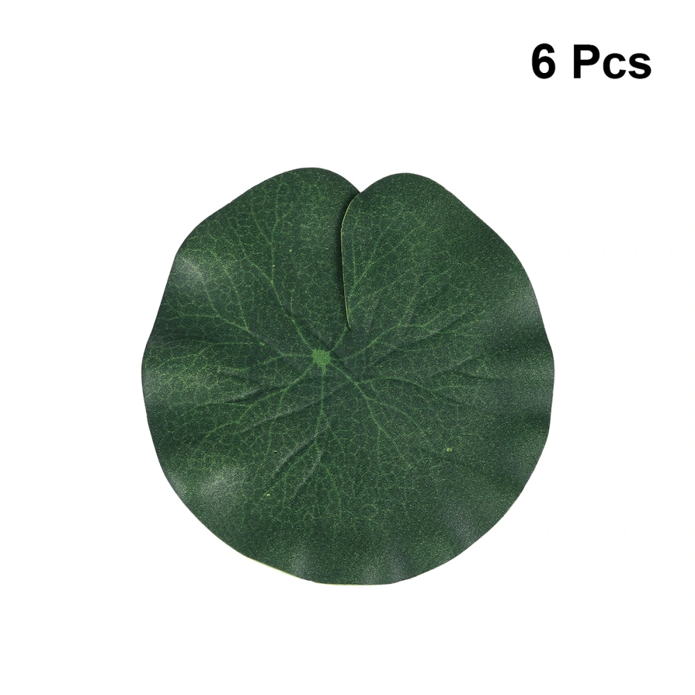 6 Pcs PU Simulation Lotus Leaves Artificial Floating Lotus Leaves Fish Tank Pond Decoration Artificial Foliage (10cm, Green)