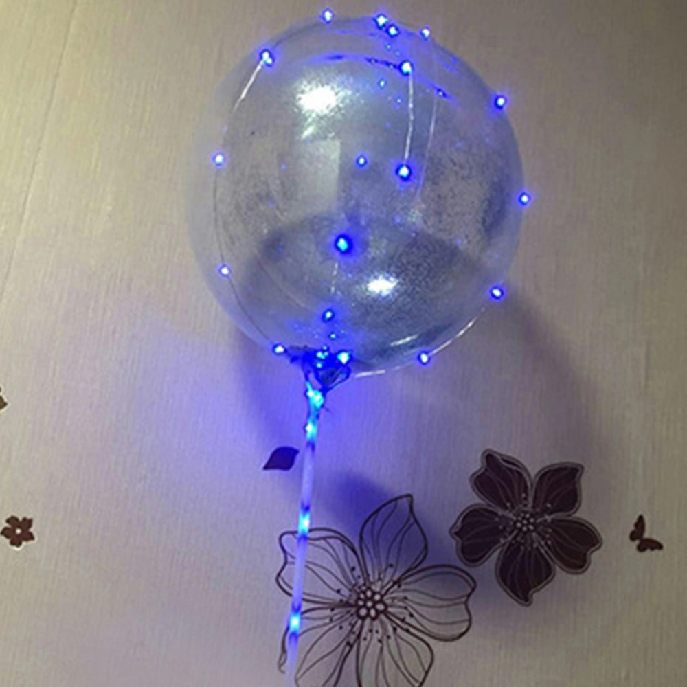 LED Light Up Air Popo Balloon 18 Inch Transparent Balloon Flashing Mixed Color Light With 3m Copper Wire and LED Light Bar For Birthday Christmas Wedding Halloween Party Decoration (Blue)