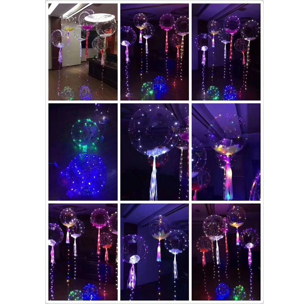 LED Light Up Air Popo Balloon 18 Inch Transparent Balloon Flashing Mixed Color Light With 3m Copper Wire and LED Light Bar For Birthday Christmas Wedding Halloween Party Decoration (Blue)