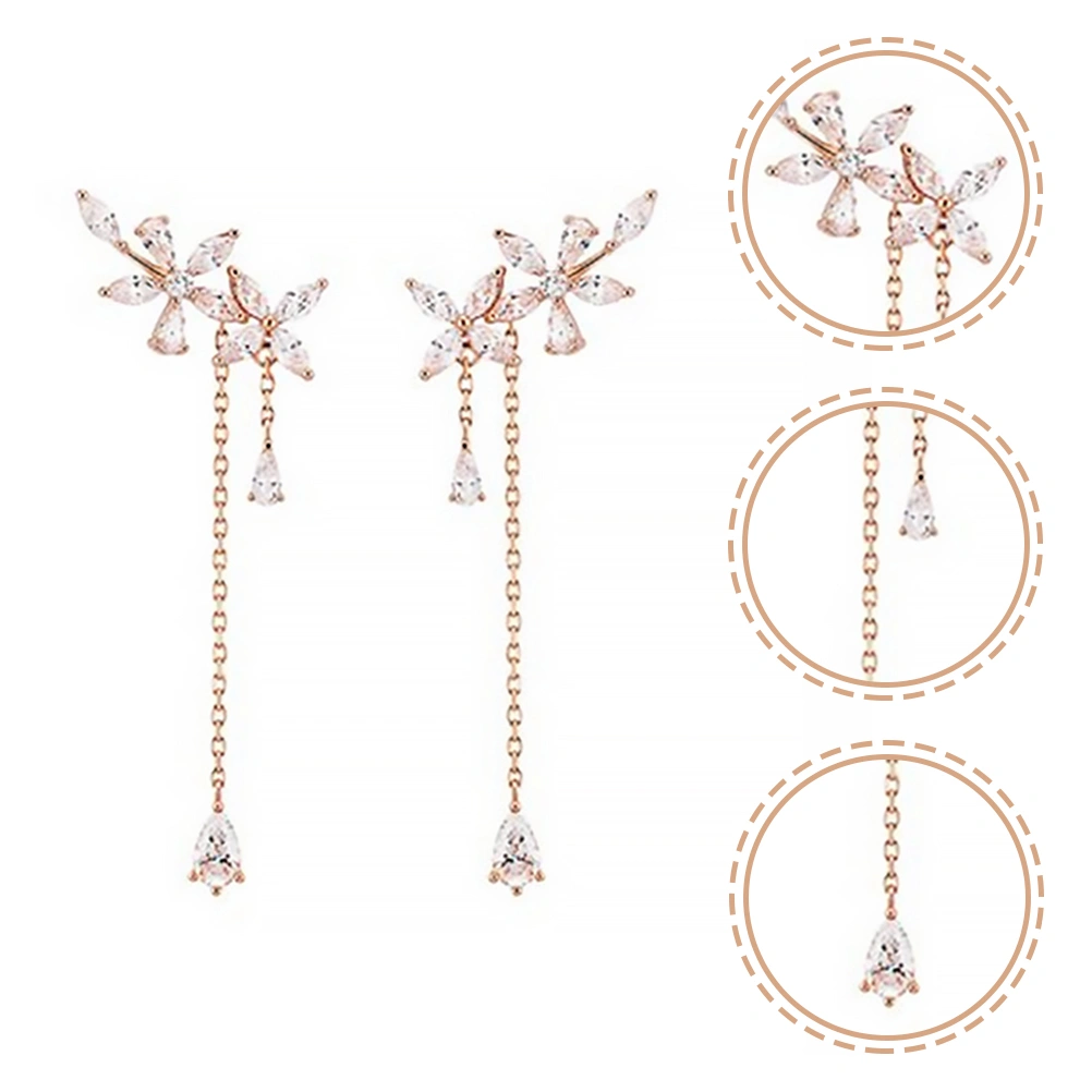1 Pair Women Earrings Flower Petal Tassel Earrings Statement Prom Banquet Jewelry Gifts