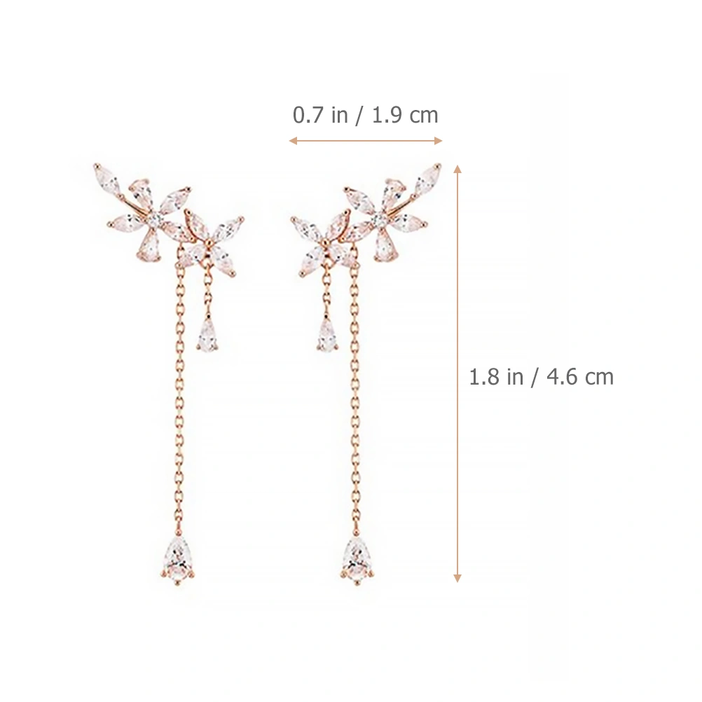 1 Pair Women Earrings Flower Petal Tassel Earrings Statement Prom Banquet Jewelry Gifts