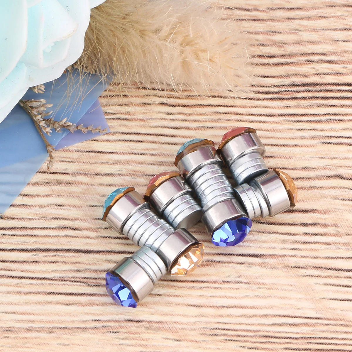 8pcs Colorful Rhinestone Ear Studs Shiny Magnet Earring Jewelry Accessory for Girls Women Students