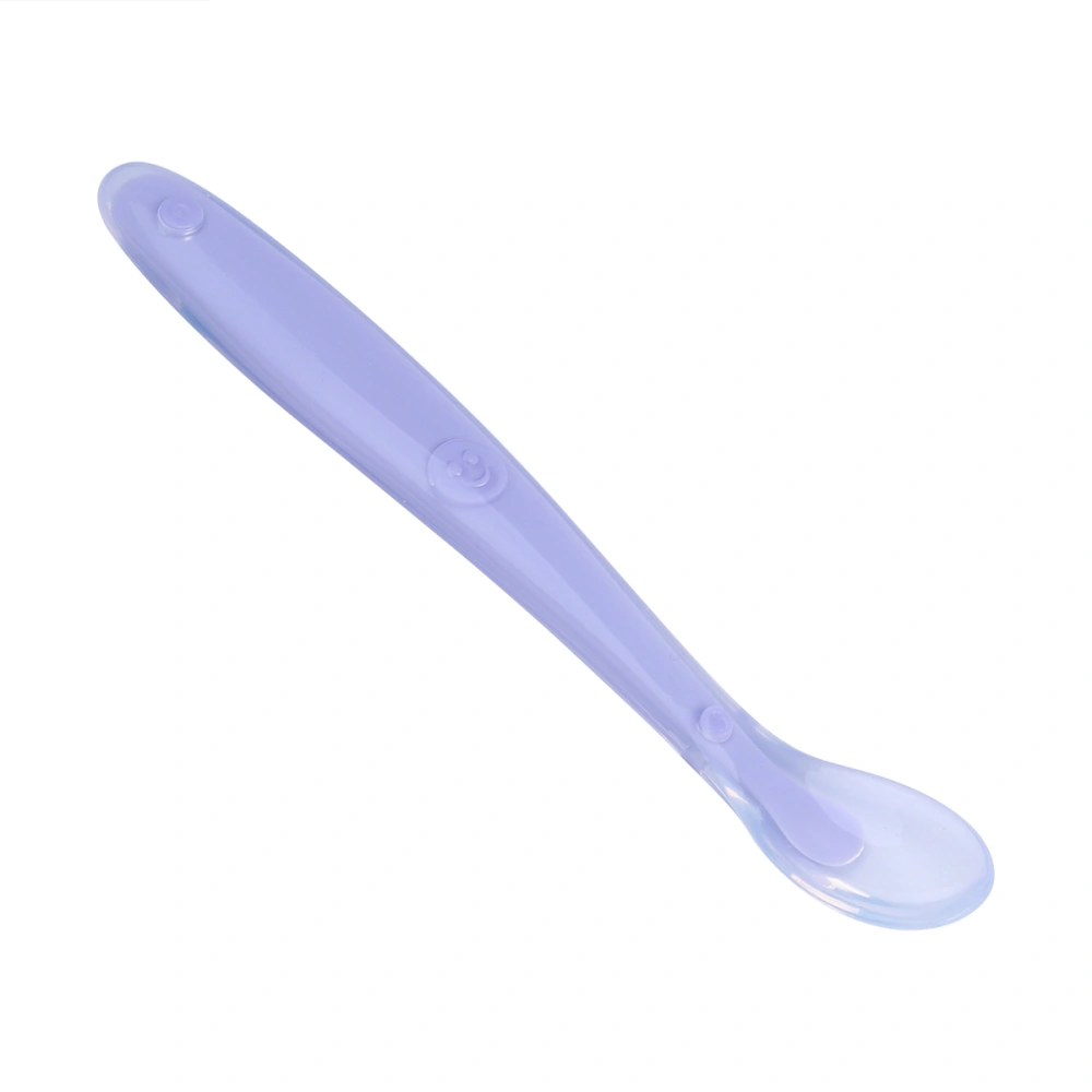 Baby Spoons BPA Free Soft-Tip First Stage Silicone Infant Spoons Baby Training Spoons with Long Handle (Light Purple)