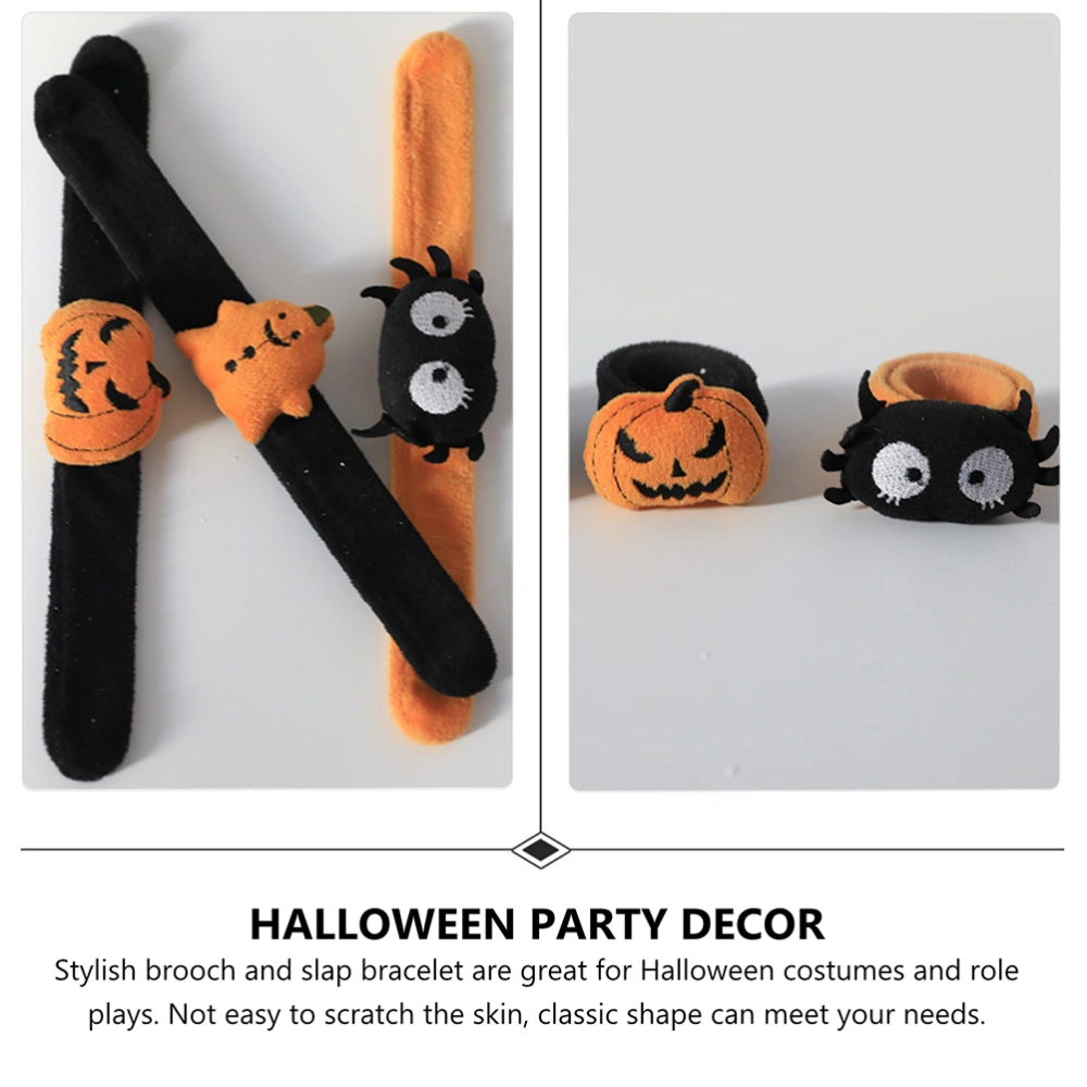 3Pcs Halloween Gifts Spider Pumpkin Ghost Slap Bracelets (Assorted Color)