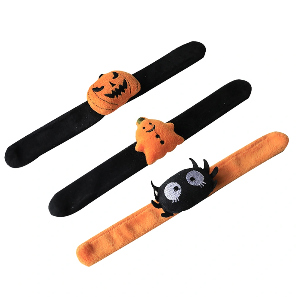 3Pcs Halloween Gifts Spider Pumpkin Ghost Slap Bracelets (Assorted Color)
