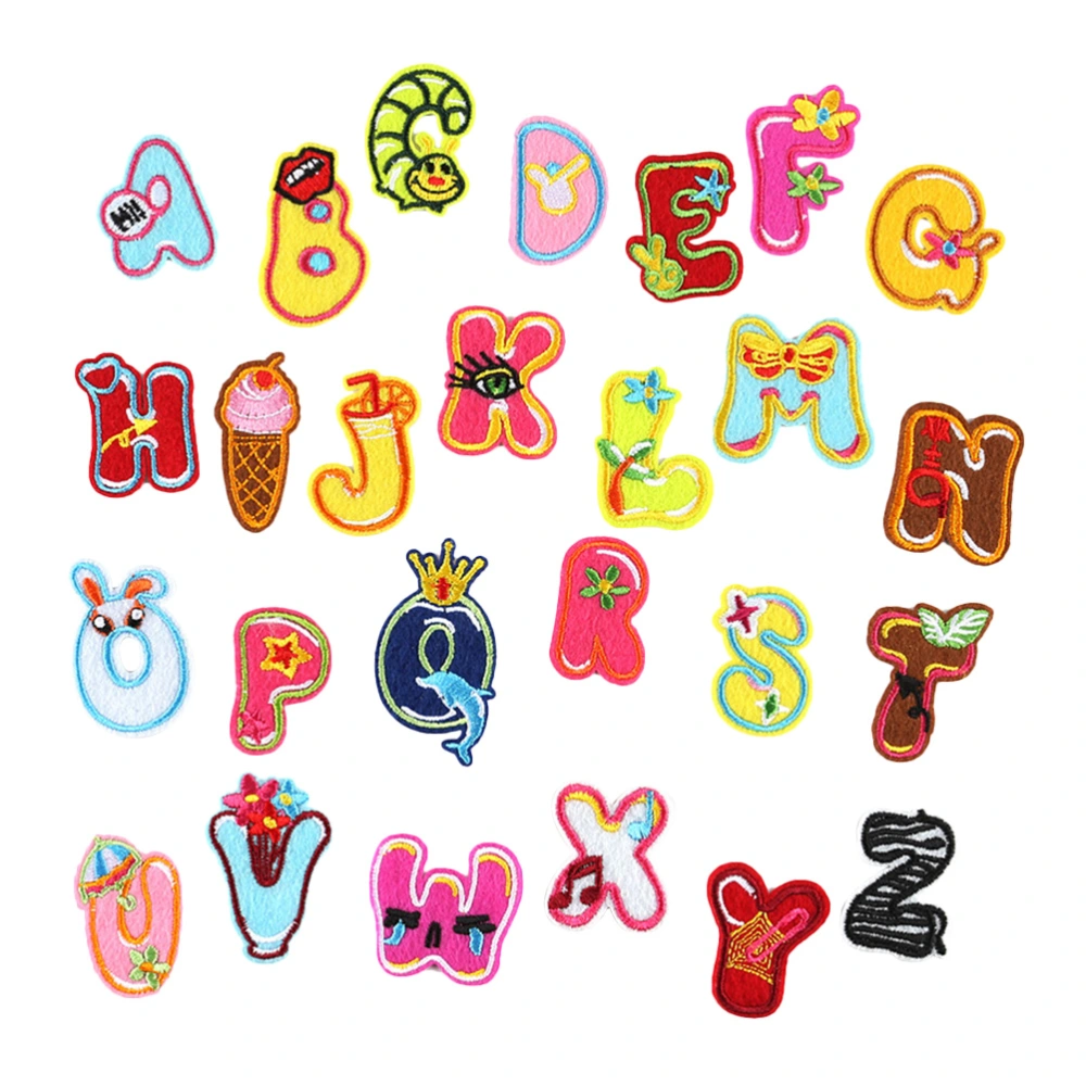 26pcs in A Set English Letters Appliques Stickers Vivid Embroidery Patches DIY Decoration for Clothes Dress Hat Jeans Repairing