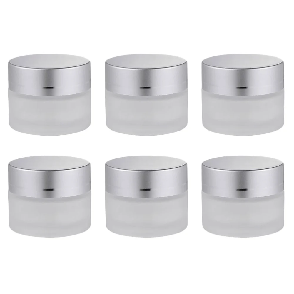 6pcs 50g Portable Cream Jars Glass Cosmetic Dispenser Empty Refillable Jars