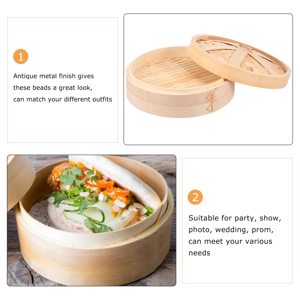 1 Set Handmade Bamboo Steamer Kitchen Food Steamer with Lid Cooking Tool