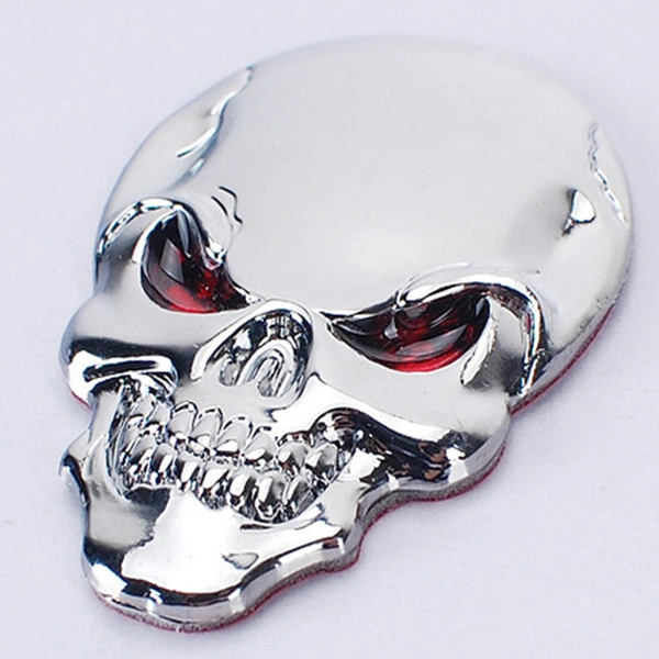 Skull Metal Sticker Bat Auto logo Badge Emblem Decal (Silver)