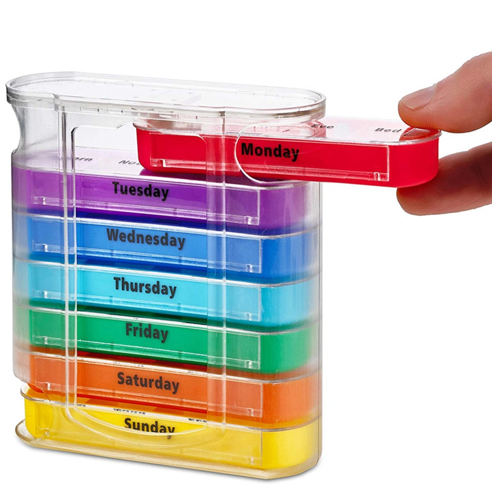Weekly 28 Compartments Pill Box Organizer Holder Plastic Medicine Storage Dispenser Cutter Drug Cases for Travel Hom
