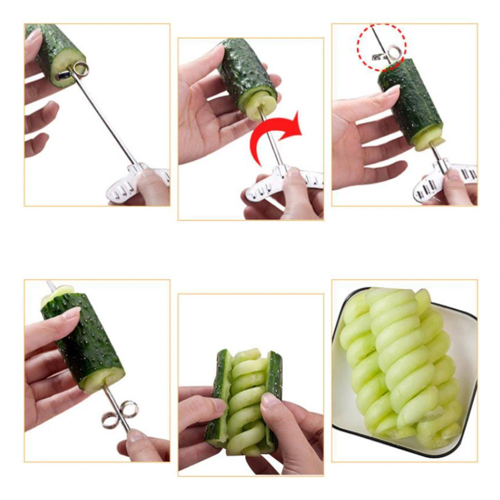 1 Set Vegetable and Fruit Spiral Cucumber Zucchini Spiralizer Stainless Steel Spiral Tool for Home Kitchen