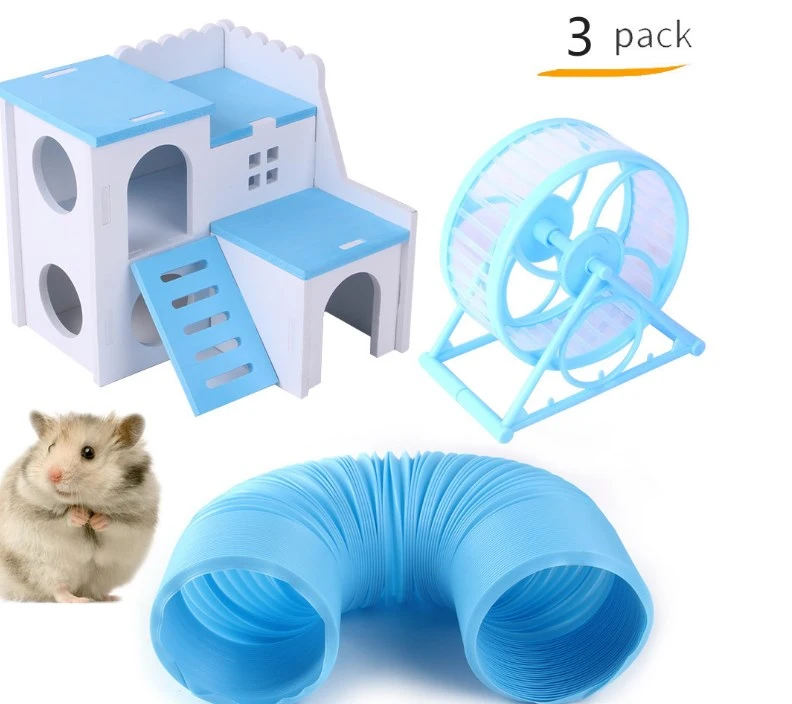 1 Set of Small Hamster Playhouse Foldable Hamster Tunnel Funny Hamster Wheel Kit Pet Toy