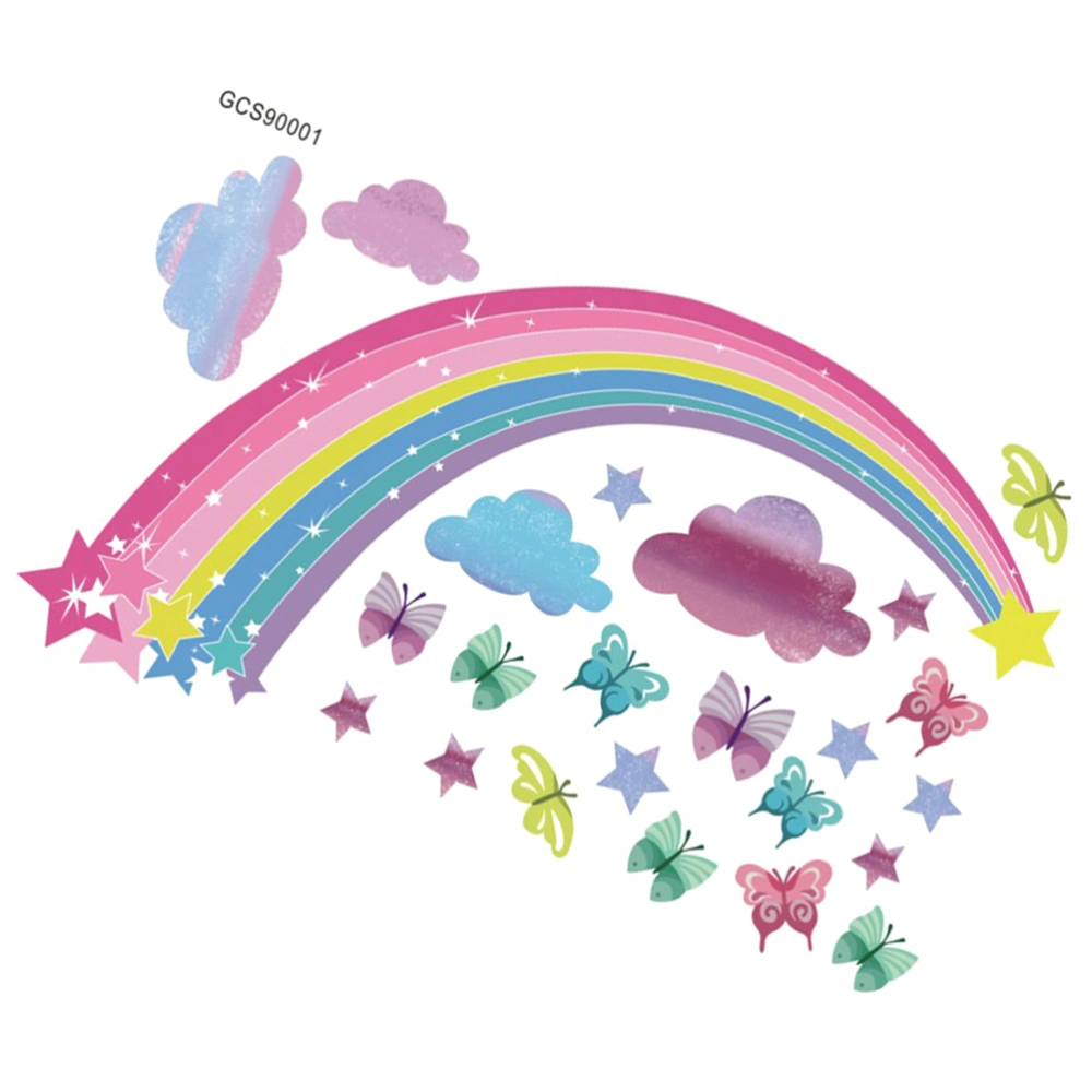 1Set of PVC Wall Sticker Cartoon Rainbow Pattern Graffiti Decal Kids Room Background (Colorful)