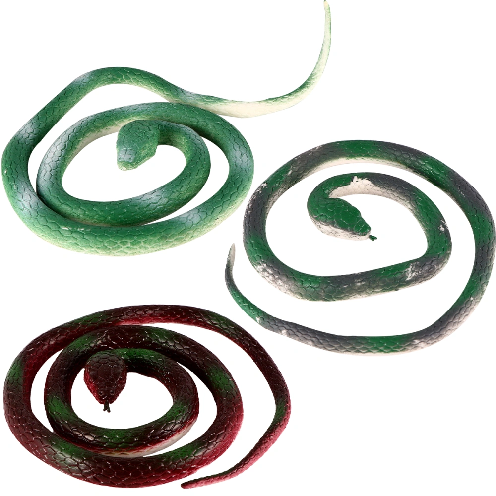 3 Pcs Imitated Snake Rubber Snake Tricky Toy Plaything for Halloween Party