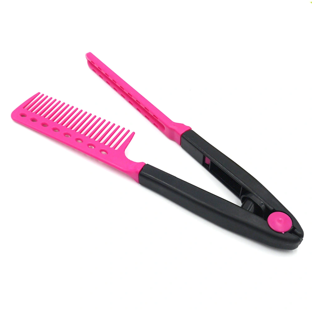 V Shape Folding Hairbrush Hair Straightener Comb Salon Hairdresser Barber Hair Cutting Comb Hair Brush Styling Tool (Red)