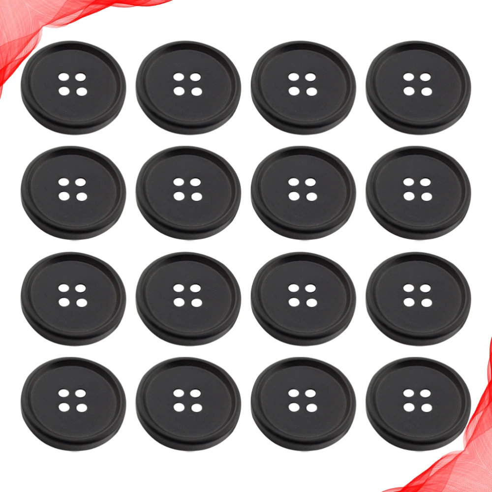 100 Pcs Four Holes Classic Round Buttons Handmade Costume Tool Sewing Resin Buttons Needlework Scrapbooking DIY Accessories (Black, 15mm)