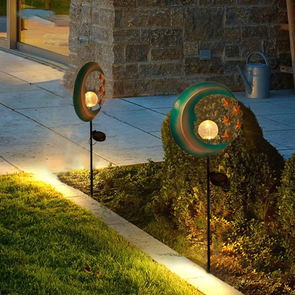 1pc Lawn Light Creative LED Moon Shape Solar Lamp Outdoor Decorative Lamp