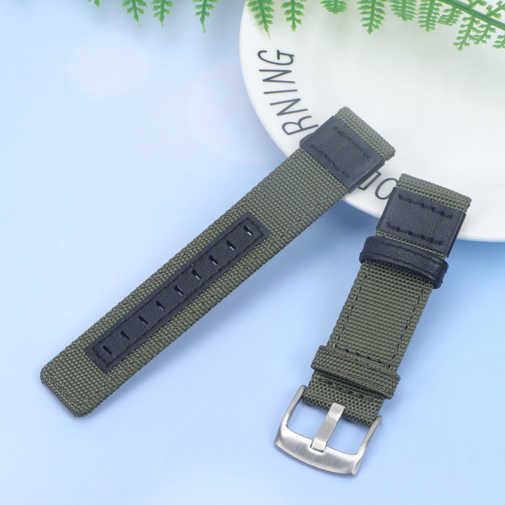 1PC Watch Bands Nylon Fabric with Leather Watch Strap Stylish Watch Accessories Nylon Cloth Watchbands Compatible for iwatch Green