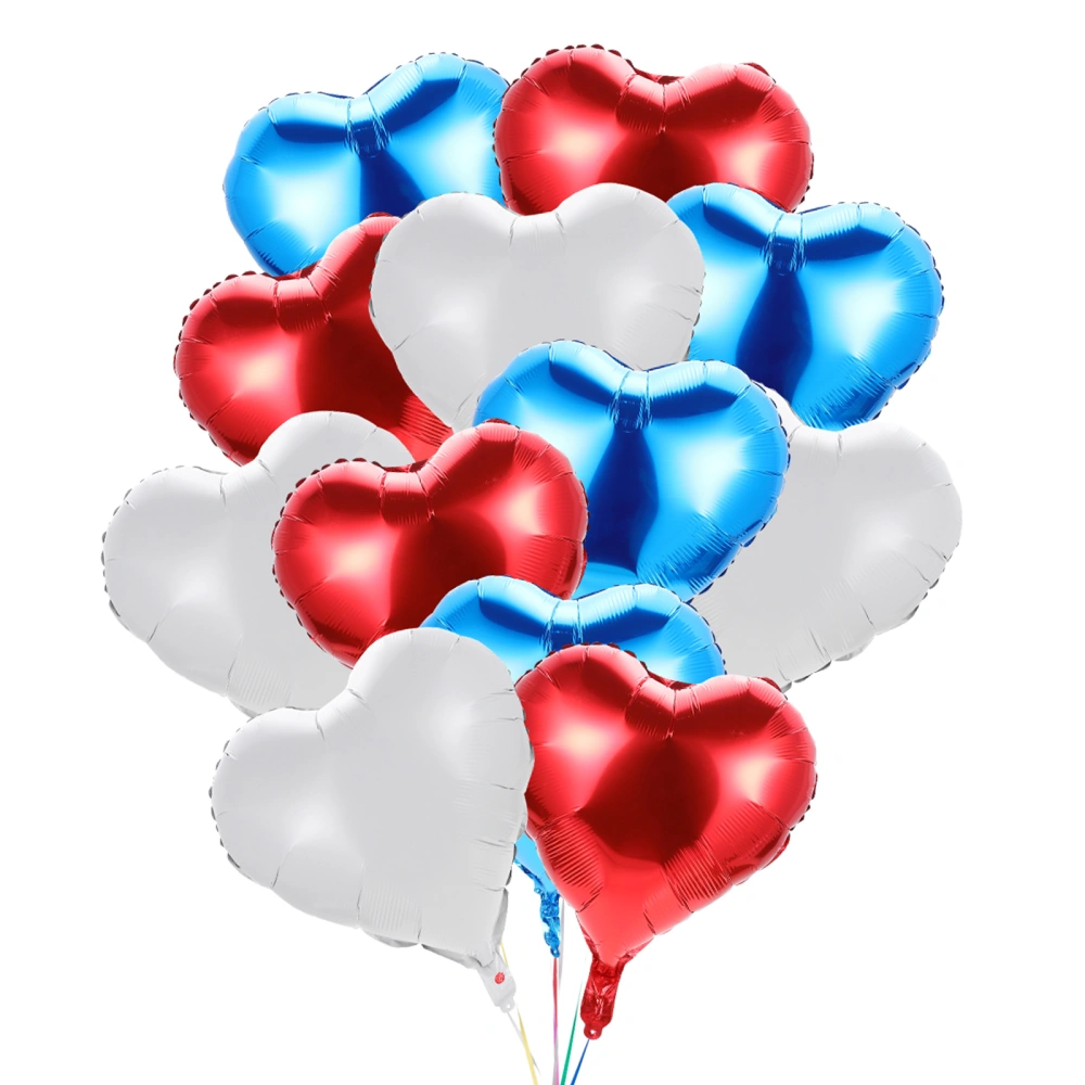 12pcs Red White Blue Heart Balloons 4th of July Decoration Balloon Party Supplies