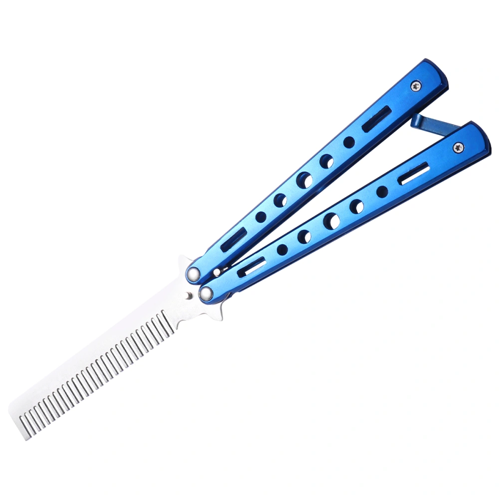 Practice Stainless Steel Camping Tool Comb Camping Supplies Sturdy Metal Accessories for Home Outdoor Outside (Blue)