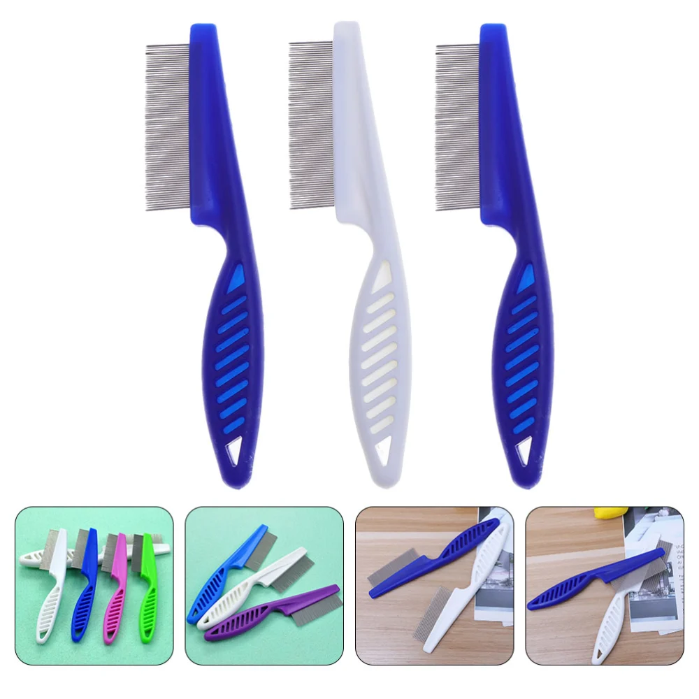 3Pcs Stainless Steel Teeth Pet Combs Professional Flea Removal Comb Random Color