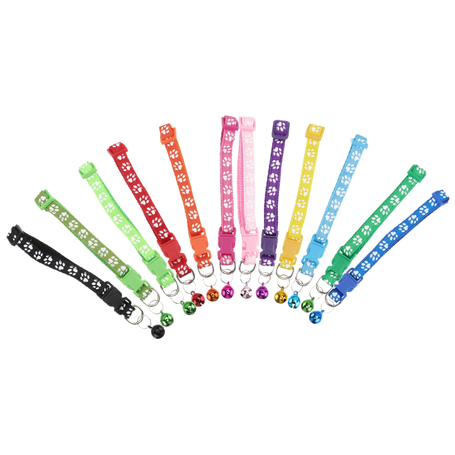 12pcs Footprint Printed Pet Collar Bell Pet Neck Ring Pet Supplies for Dog Puppy (Different Colors)