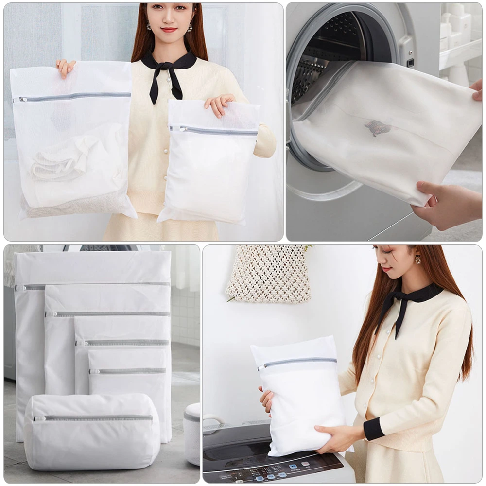 6Pcs Thick Polyester Mesh Laundry Bags Hotel Home Clothes Washing Laundry Bags