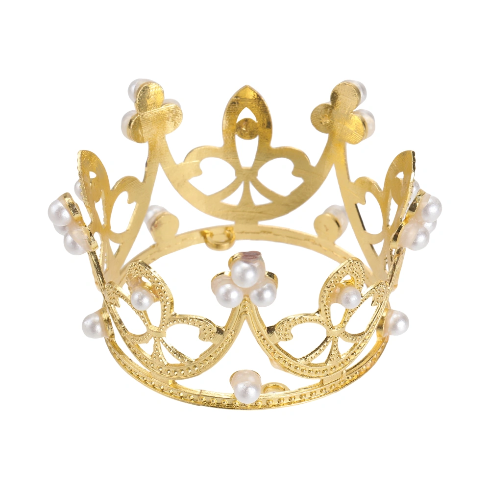 Mini Crown Unique Birthday Cake Decoration Elegant Headwear Headdress Hair Accessories for Little Girls (Golden)