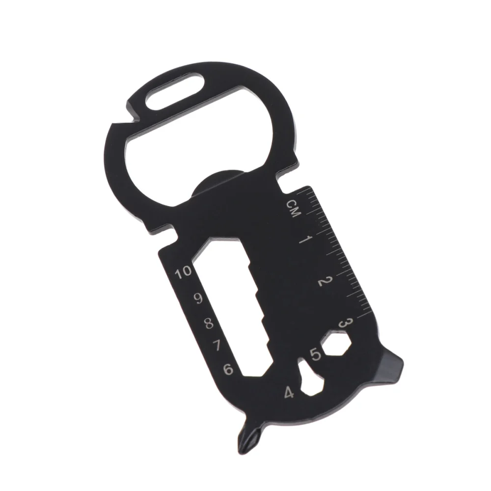 Multi-functional Bottle Opener Keychain Opener Stainless Steel Keychains Key Ring (Black)