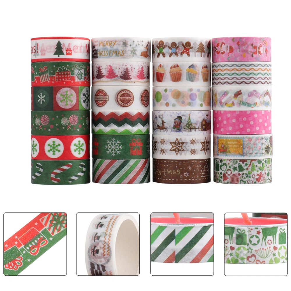 24 Rolls Christmas Washi Tapes DIY Adhesive Tapes Holiday Party Supplies