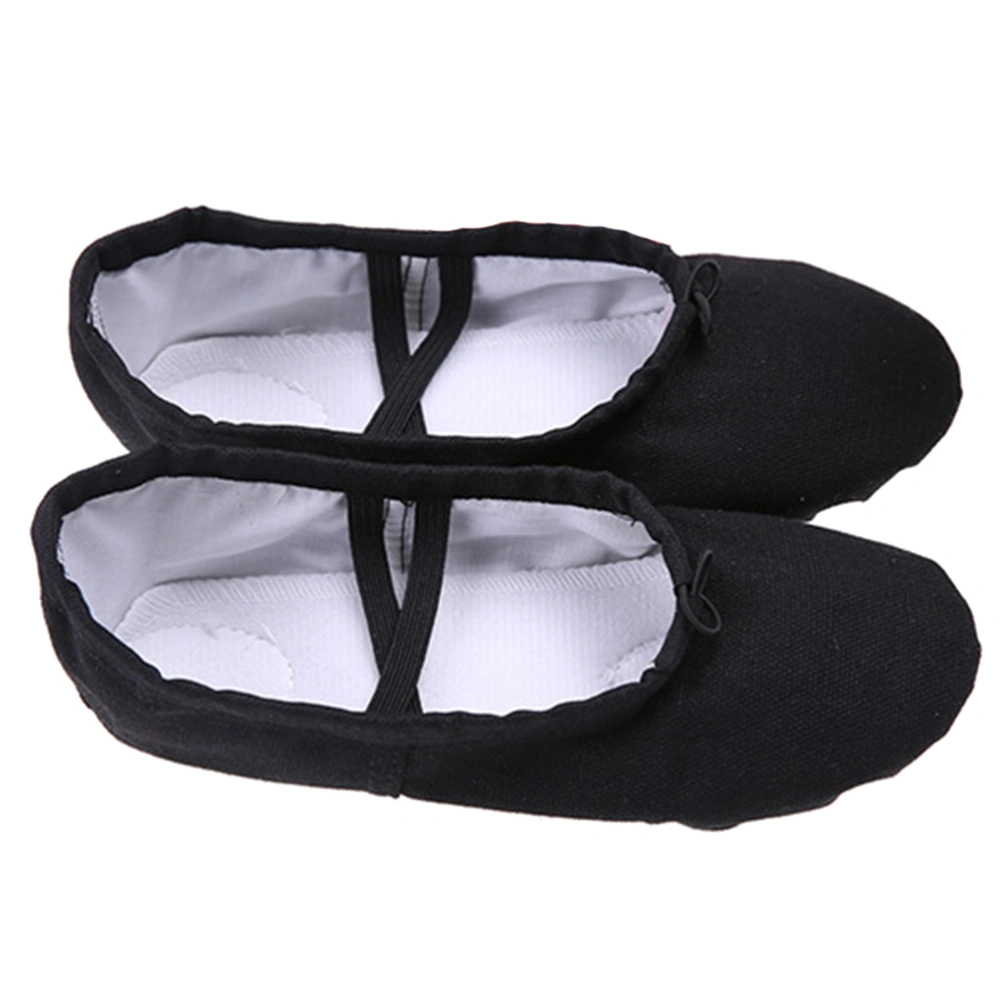 Girls' Women's Classic Canvas Ballet Slipper Shoes Split-Sole Dance Flats Yoga Shoes - Size 34(Black)