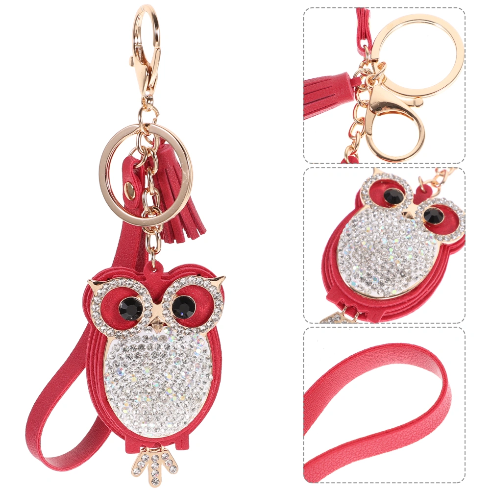 1pc Lovely Metal Owl Diamond Keychain Keyring Bag Ornament Bag Pendant