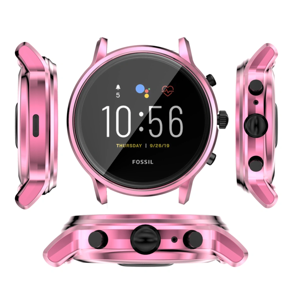 Watch Shell TPU Watch Protective Case Watch Frame Watch Accessories Compatible for Fossil Gen 5 The Carlyle HR (Pink)