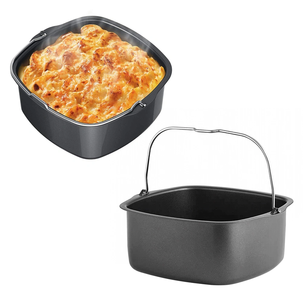 1pc Air Fryer Accessories Cake Basket Pizza Pan Grill Kitchen Gadget Compatible for HD9925 (Black)