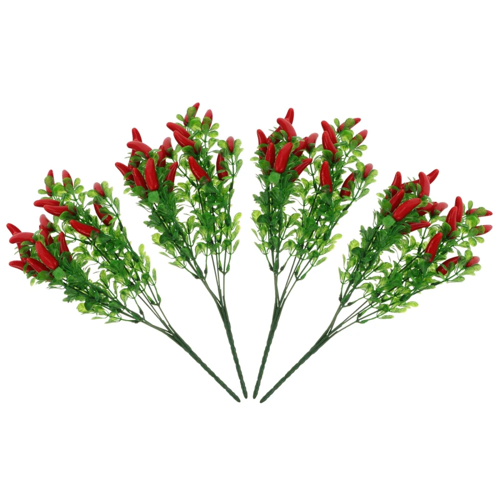 2pcs Artificial Chili Plants Artificial Pepper Stem Decors Fake Vegetable Branch Vase Filling Decor