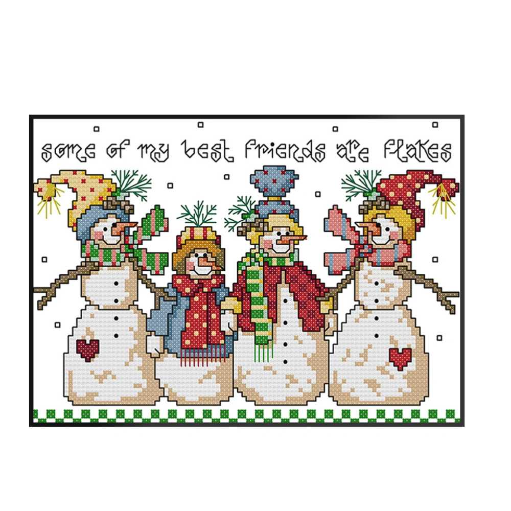 1 Set Snowman Pattern Cross Stitch Kit Printed Embroidery Wall Decoration