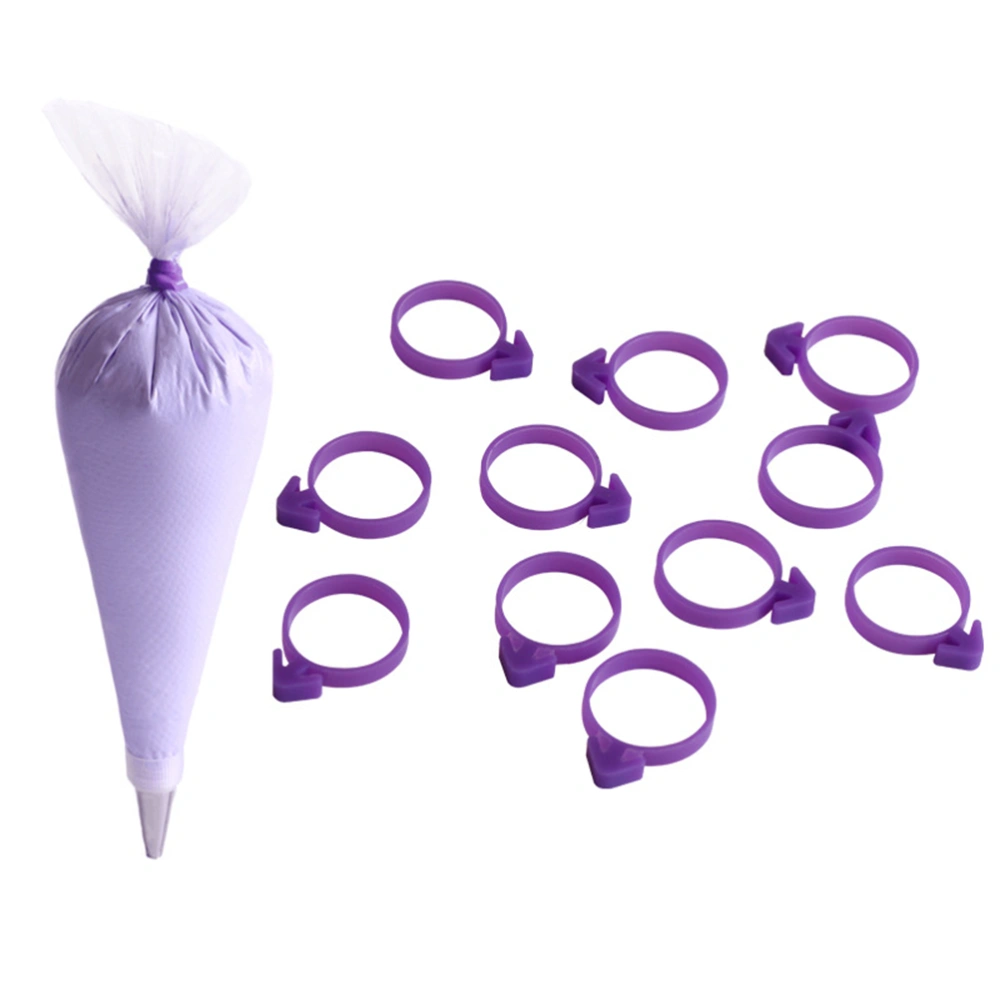 12pcs Icing Bag Sealing Fixed Ring Piping Bag Sealing Ties Cream Piping Bag Tieback Silicone Round Buckle Ring Without Bag Purple