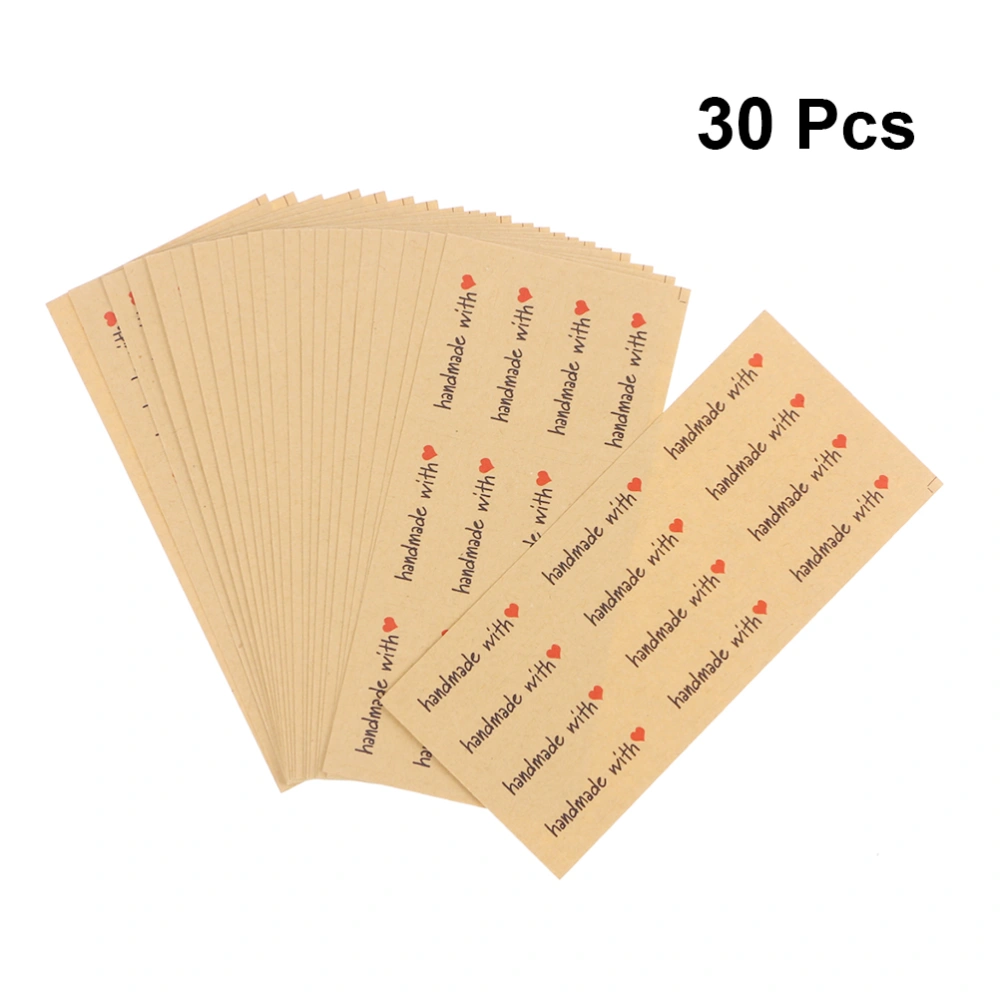 360pcs Valentine's Day Kraft Paper Sticker Long Strip Sealing Gift Decals Party Sealing Sticker (30 Pieces, 12pcs Each Piece)