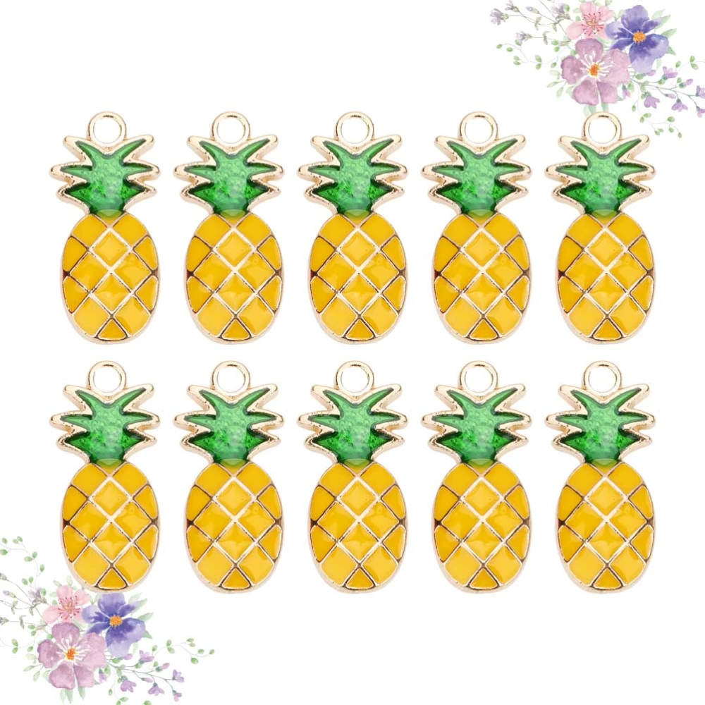 20pcs Summer Theme Pineapple Pendant Fruit Alloy Charms Bracelet DIY Making Accessories for Necklace Jewelry 