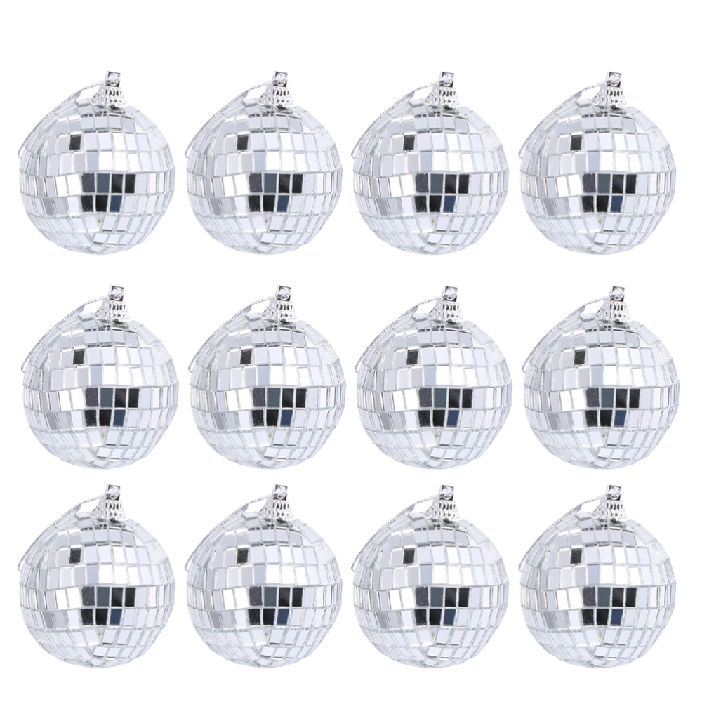 24pcs Glass Mirror Balls Reflective Balls Hanging Disco Ball Party Decor (Silver)