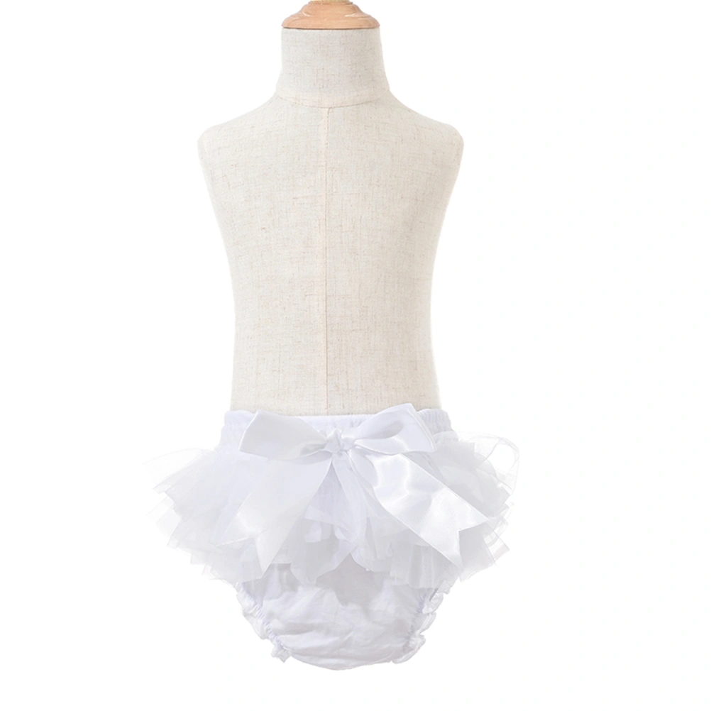 1pc Tutu Skirt and Flower Headband Baby Girls Photography Props Newborn Birthday Dress Headwear Size L(White)