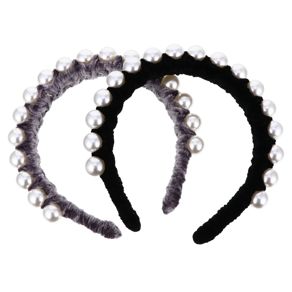 2pcs Pearl Hairband Exquisite Retro Headband Headdress Girls Hair Accessories